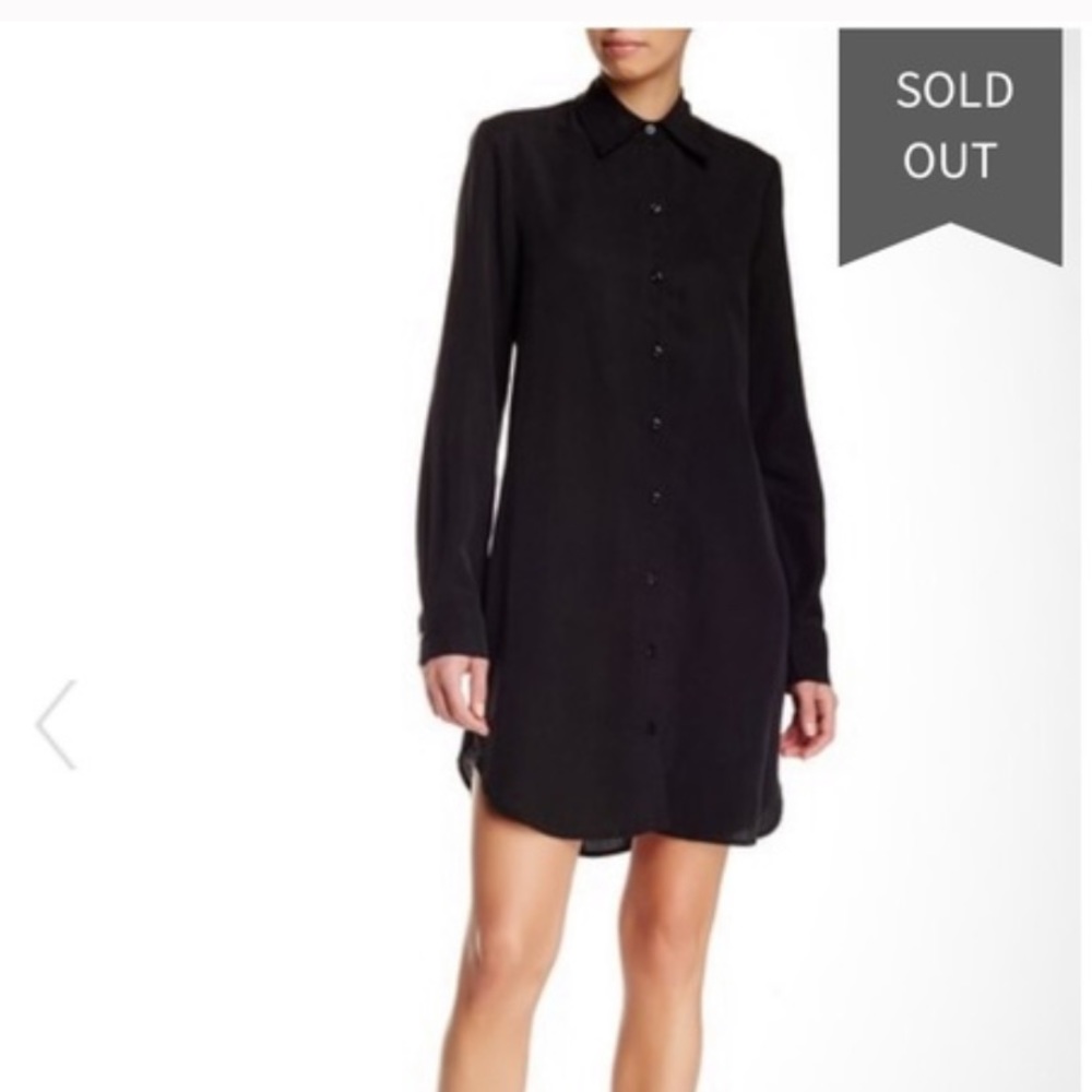 Wayf button down shirt dress - black
